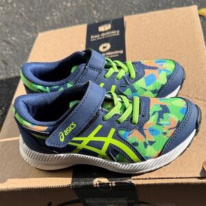 ASICS Kids' Vibrant Blue and Neon Green Sneakers